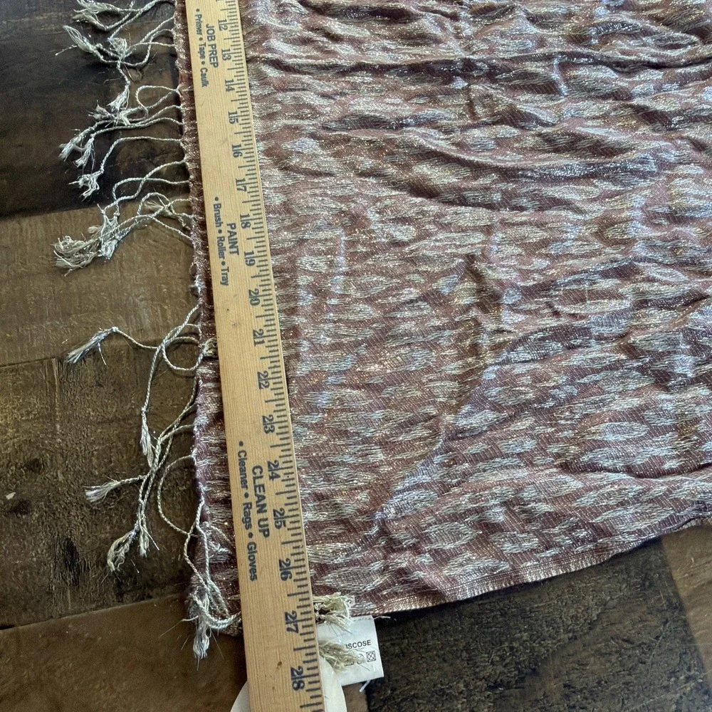 Giftcraft‎ Viscose Scarf Wrap Mauve Pink Silver Shimmer Crinkle Fringe Stole 72